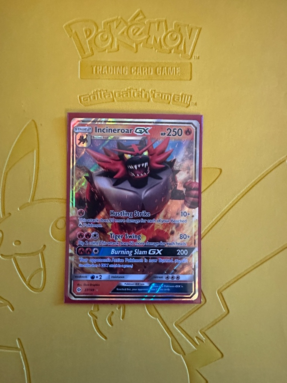 Pokémon Incineroar GX Holographic Trading Card - Red & Black